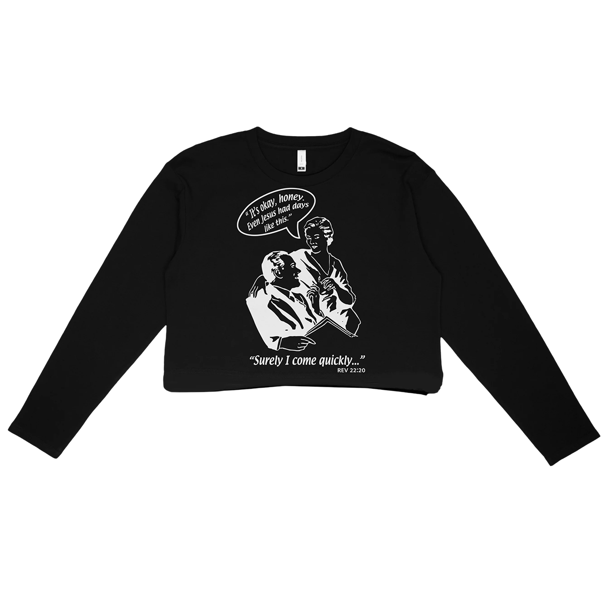 Rev 22:20 Women's Black Crop Sweater