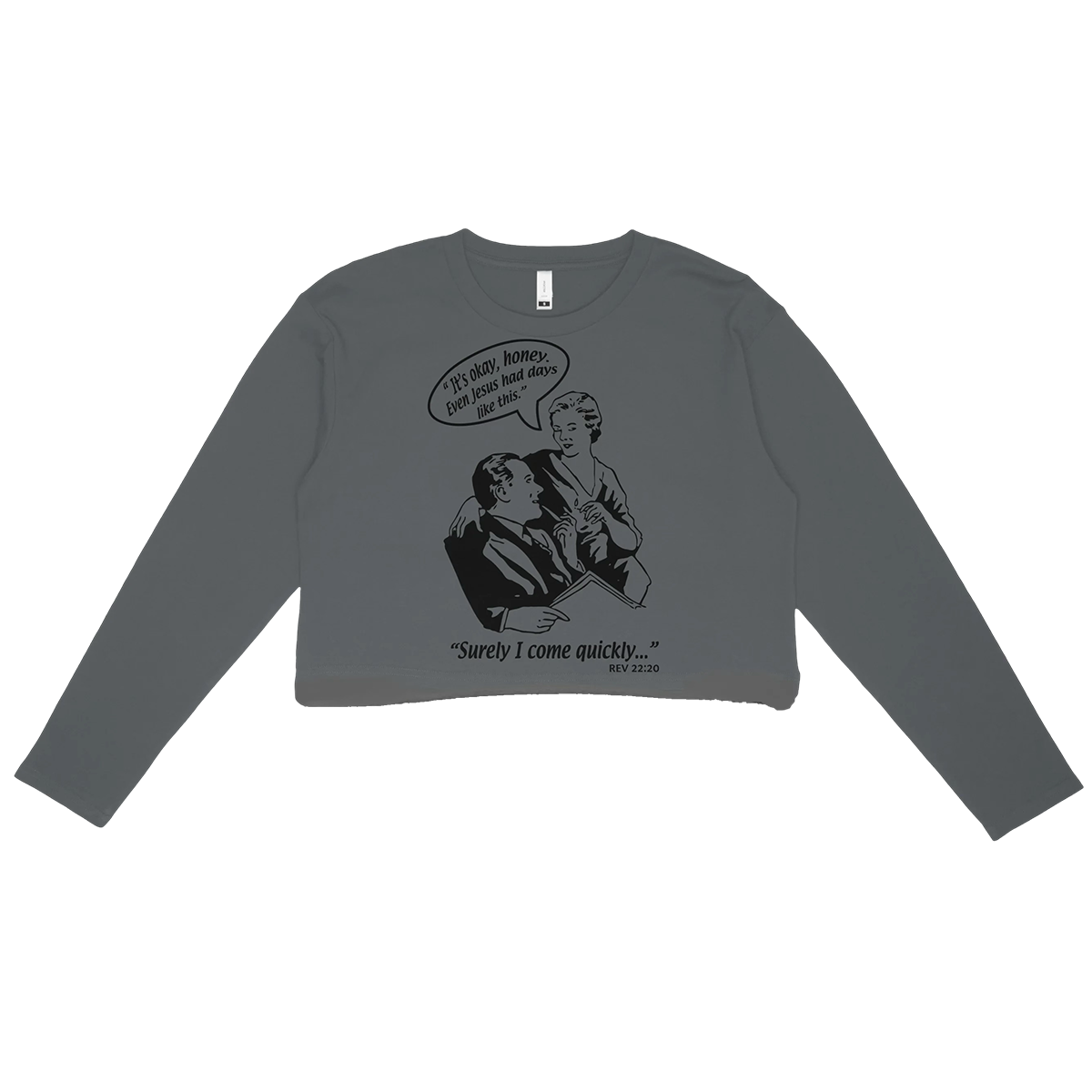 Rev 22:20 Women's Grey Crop Sweater