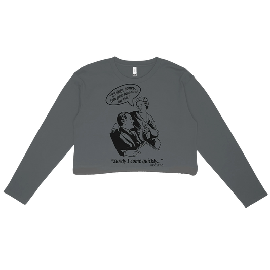 Rev 22:20 Women's Grey Crop Sweater